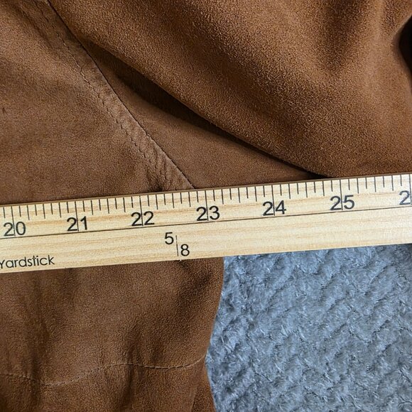 Jos A Bank Suede Leather Bomber Jacket XL Brown Genuine Suede Zip Up Vintage - Picture 5 of 9